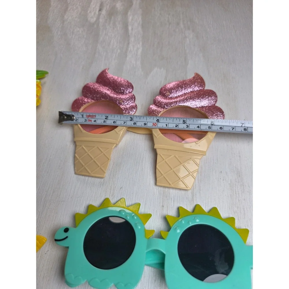 Kids Novelty Party Sunglasses Lot 4 Pack Pineapple Ice Cream Sombrero Dinosaur